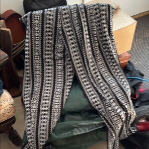 Black and White Wide Leg Jumpsuit with Geometric Pattern